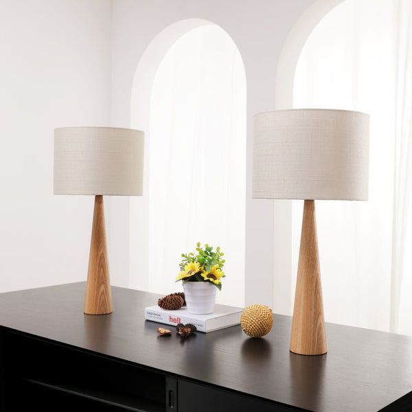 Manveen 20" Natural Solid Wood Table Lamp (Set of 2)