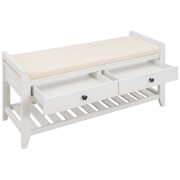 Merax Multipurpose Storage Bench Shoe Rack with Cushioned Seat and Drawers