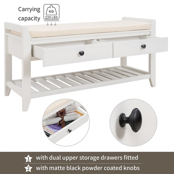 Merax Multipurpose Storage Bench Shoe Rack with Cushioned Seat and Drawers
