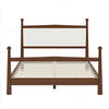 Mid-Century Modern Platform Bed With Upholstered Headboard, Four Poster Bed Frame