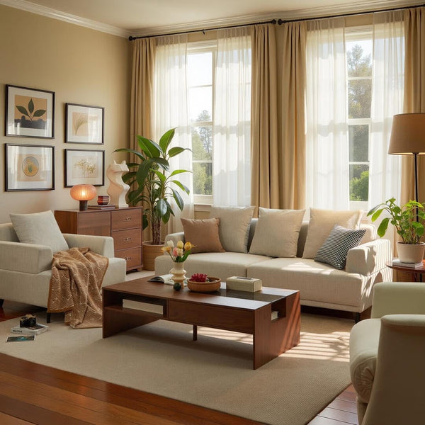 Modern Deep Seat Sofa with Pillows, High Legs, Comfortable Living Room Sofa, Apartment Sofa