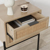 Nathan James Andrew Rattan End Side Table Storage Doors Gold Accents