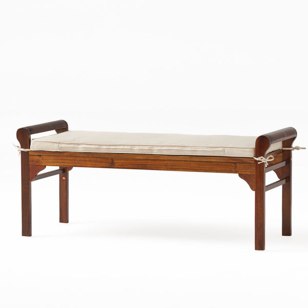 Nelson Rustic Acacia Wood Bench with Cushion by Christopher Knight Home