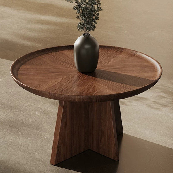 Nesting Oval Coffee Table, Ash Side Table Walnut Wood Coffee Table Set(Set of 2)