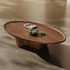 Nesting Oval Coffee Table, Ash Side Table Walnut Wood Coffee Table Set(Set of 2)