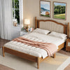 Platform Bed Bohemian Wooden Platform Bed With Natural Rattan Headboard And Arc Design