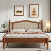 Platform Bed Bohemian Wooden Platform Bed With Natural Rattan Headboard And Arc Design