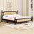 Platform Bed with Rattan Headboard