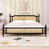 Platform Bed with Rattan Headboard