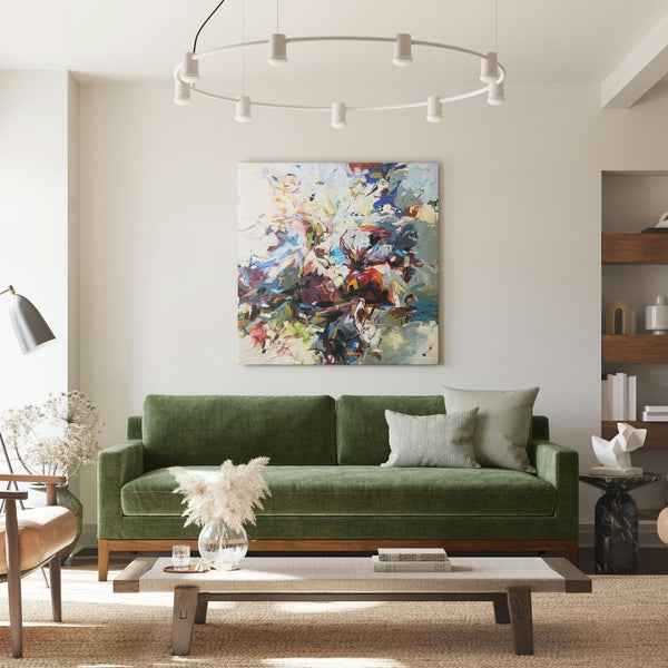 Poly & Bark Zyon 90" Sofa in Distressed Green Velvet