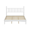 Queen Size Platform Bed Mid Century Concise Bed Frame with Wood Slats and Multi-Center Support Legs, Gourd Shaped Headboard
