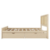 Queen Size Wood Storage Bed with 4 Drawers and Rattan Headboard