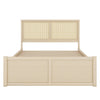 Queen Size Wood Storage Bed with 4 Drawers and Rattan Headboard