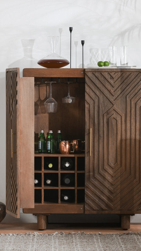 Quince 36'' Solid Wood Bar Cabinet