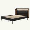 Rattan Wood Platform Queen Bed
