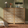 Rattan 5-Drawers Dresser,Thickened Curved Profile Design