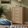 Rattan 5-Drawers Dresser,Thickened Curved Profile Design