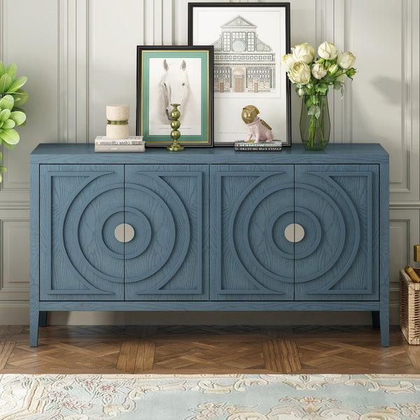 Retro Sideboard with Circular Groove Design