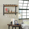 Rundell 30" Wide Rustic Industrial Wooden and Metal Wall Mounted Wine Rack Stores Bottles And Glass