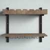 Rundell 30" Wide Rustic Industrial Wooden and Metal Wall Mounted Wine Rack Stores Bottles And Glass