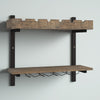 Rundell 30" Wide Rustic Industrial Wooden and Metal Wall Mounted Wine Rack Stores Bottles And Glass