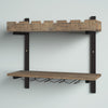 Rundell 30" Wide Rustic Industrial Wooden and Metal Wall Mounted Wine Rack Stores Bottles And Glass