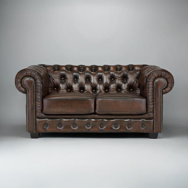 Adela Leather Chesterfield Sofa Set