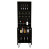 FM Furniture Sheffield H Bar Cabinet with Glass Rack, Open Shelf, Double Cabinet, 8 Bottle Cubbies, and Hairpin Legs