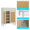 Shoe Cabinet with Doors and Drawer, Modern Rattan Shoe Storage Cabinet for Entryway, Mint Green