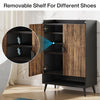 Shoe Cabinet with Doors, Entryway Shoe Storage Cabinet with Adjustable Shelves - 29.6" L x 13.8" D x 43.3" H