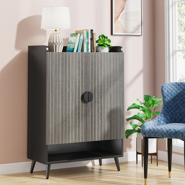 Shoe Cabinet with Doors, Entryway Shoe Storage Cabinet with Adjustable Shelves - 29.6" L x 13.8" D x 43.3" H