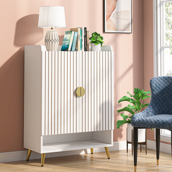 Shoe Cabinet with Doors, Entryway Shoe Storage Cabinet with Adjustable Shelves - 29.6" L x 13.8" D x 43.3" H