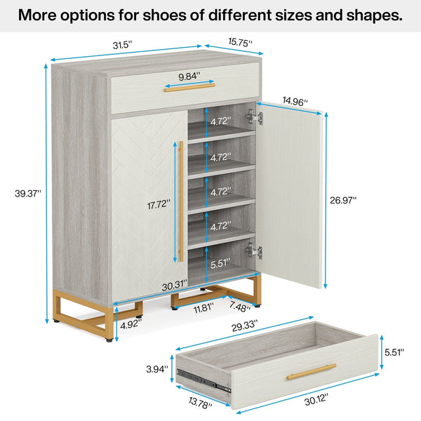 Modern Shoe Cabinet with a Drawer and 5 Adjustable Shelves