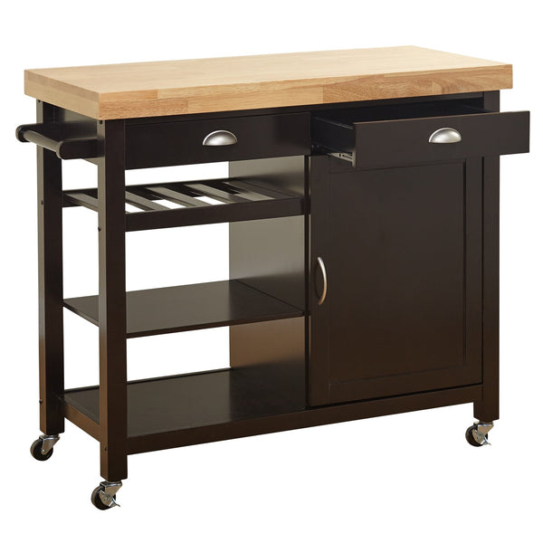 Simple Living Martha Rolling Rubberwood Kitchen Cart