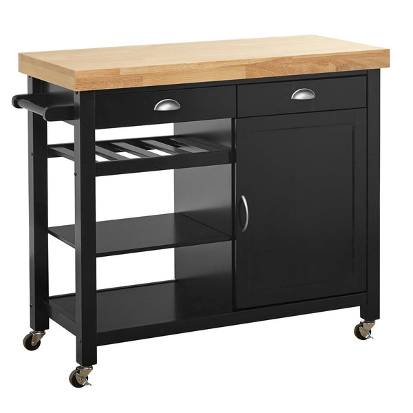 Simple Living Martha Rolling Rubberwood Kitchen Cart