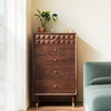 Simple Modern Brown Walnut Solid Wood Five-Drawer Chest