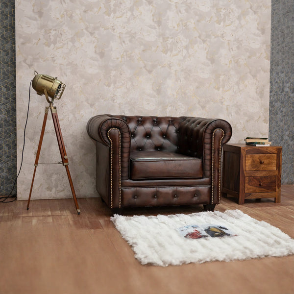 Adela Leather Chesterfield Single Seater Sofa