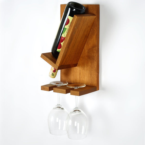 Solid Wood Wall Mounted Wine Glass Rack
