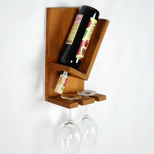Solid Wood Wall Mounted Wine Glass Rack