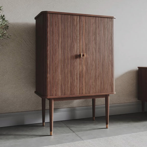 Studio London Walnut Wood Murray Bar Cabinet Stylish Modern Storage