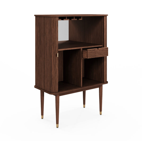 Studio London Walnut Wood Murray Bar Cabinet Stylish Modern Storage