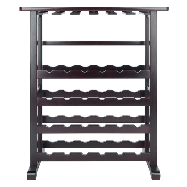 Taggert 24 Bottle Floor Wine Bottle & Glass Rack in Dark Espresso