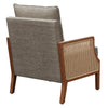 Upholstered Burlap Accent Chair With Wooden Legs And Rattan Arms