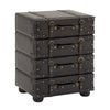 Urbana Black Faux Leather Vintage 4 Drawer Room Chest with Buckle Straps & Gold Stud Accents