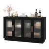 Veltri 55.1'' W Modern Sideboard, Buffet with Adjustable Shelves and Tempered Glass Doors