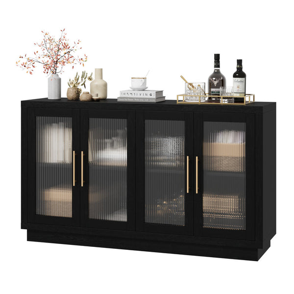 Veltri 55.1'' W Modern Sideboard, Buffet with Adjustable Shelves and Tempered Glass Doors