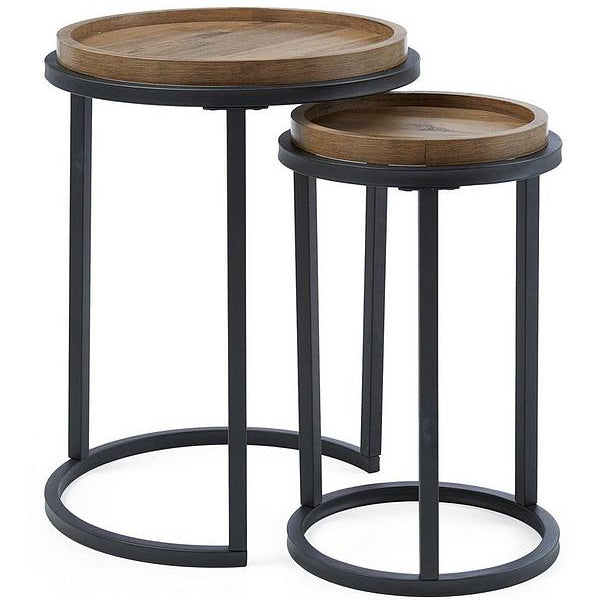 Very Home Harlem Round Nest of 2 Tables - Mid Oak - FSC® Certified