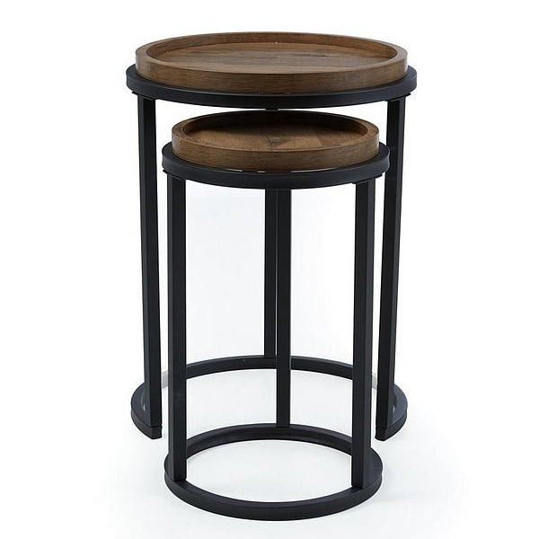 Very Home Harlem Round Nest of 2 Tables - Mid Oak - FSC® Certified