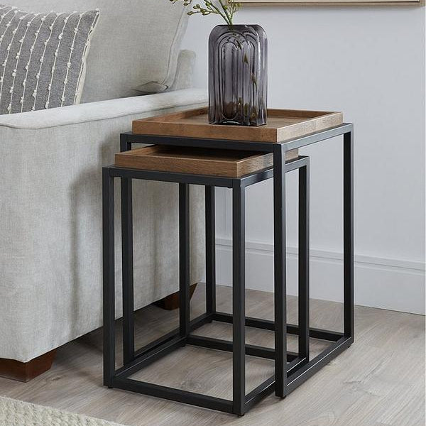 Very Home Harlem Square Nest of 2 Tables - Mid Oak - FSC® Certified