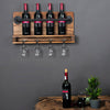 Wanakah 4 Bottle Solid Wood Wall Mounted Wine Bottle & Glass Rack in Brown/Black